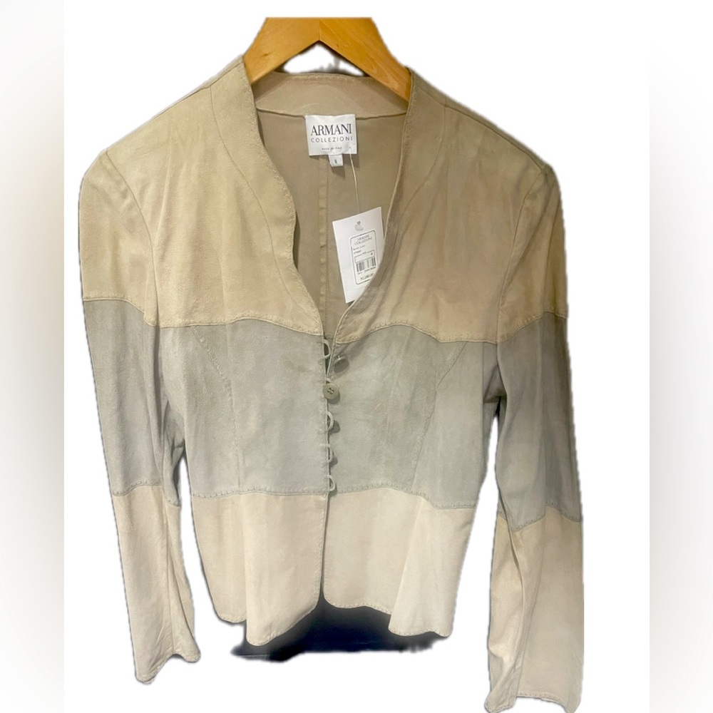 NWT Beautiful Armani Collezioni color block suede blazer, jacket
